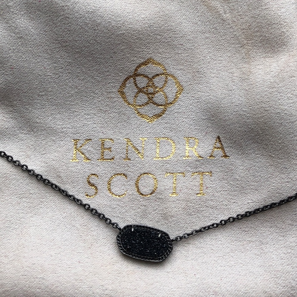 Kendra Scott Elisa Pendant Necklace - Black Drusy